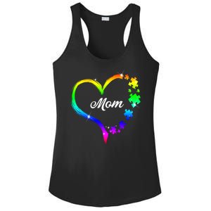 Autism Mom Rainbow Heart Ladies PosiCharge Competitor Racerback Tank