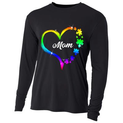 Autism Mom Rainbow Heart Cooling Performance Long Sleeve Crew