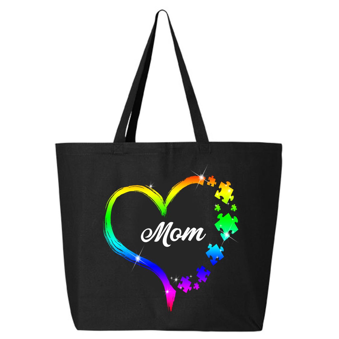 Autism Mom Rainbow Heart 25L Jumbo Tote