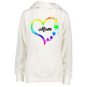 Autism Mom Rainbow Heart Womens Funnel Neck Pullover Hood