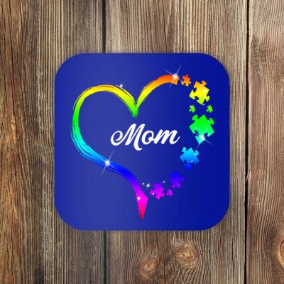 Autism Mom Rainbow Heart Coaster