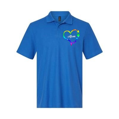 Autism Mom Rainbow Heart Softstyle Adult Sport Polo