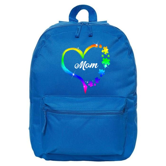 Autism Mom Rainbow Heart 16 in Basic Backpack