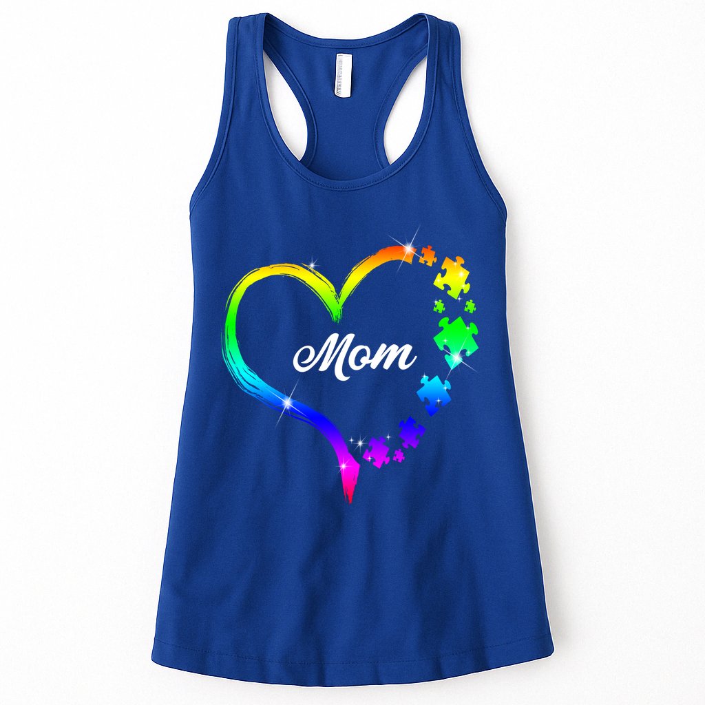 Autism Mom Rainbow Heart Womens Tank Top