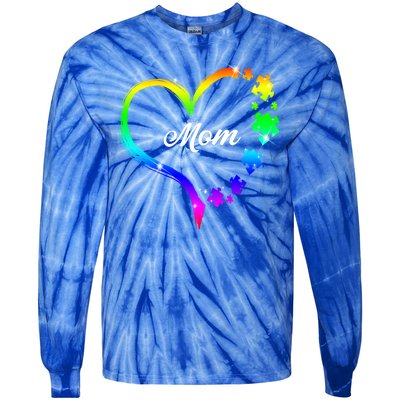 Autism Mom Rainbow Heart Tie-Dye Long Sleeve Shirt