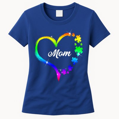 Autism Mom Rainbow Heart Womens T-Shirt
