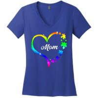 Autism Mom Rainbow Heart Women's V-Neck T-Shirt