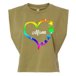 Autism Mom Rainbow Heart Garment-Dyed Women's Muscle Tee