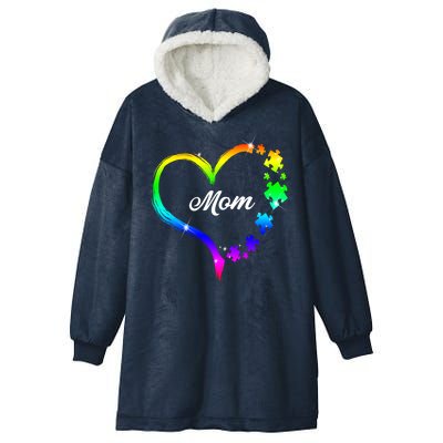 Autism Mom Rainbow Heart Hooded Wearable Blanket