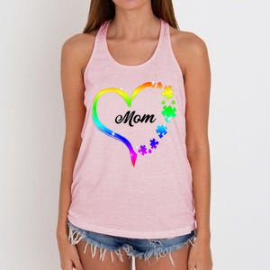 Autism Mom Rainbow Heart Women's Knotted Racerback Tank