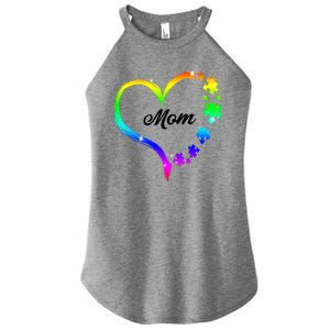 Autism Mom Rainbow Heart Women's Perfect Tri Rocker Tank