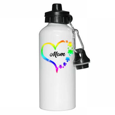 Autism Mom Rainbow Heart Aluminum Water Bottle 