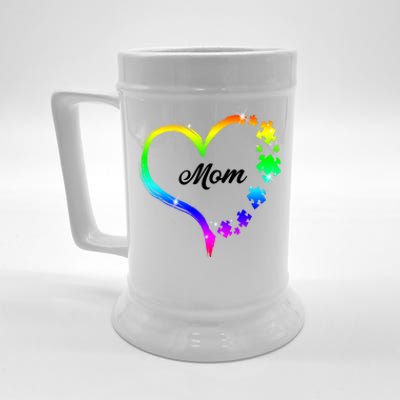 Autism Mom Rainbow Heart Beer Stein