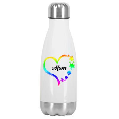 Autism Mom Rainbow Heart Stainless Steel Insulated Water Bottle