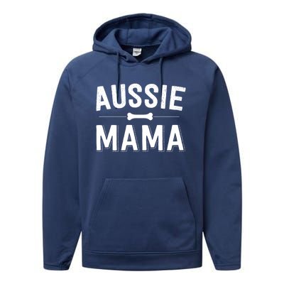 Aussie Mama Red Merle Australian Shepherd Farm Dog Mom Cute Gift Performance Fleece Hoodie