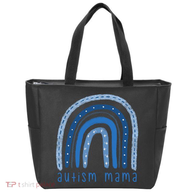 Autism Mama Rainbow Awareness Zip Tote Bag