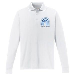 Autism Mama Rainbow Awareness Performance Long Sleeve Polo