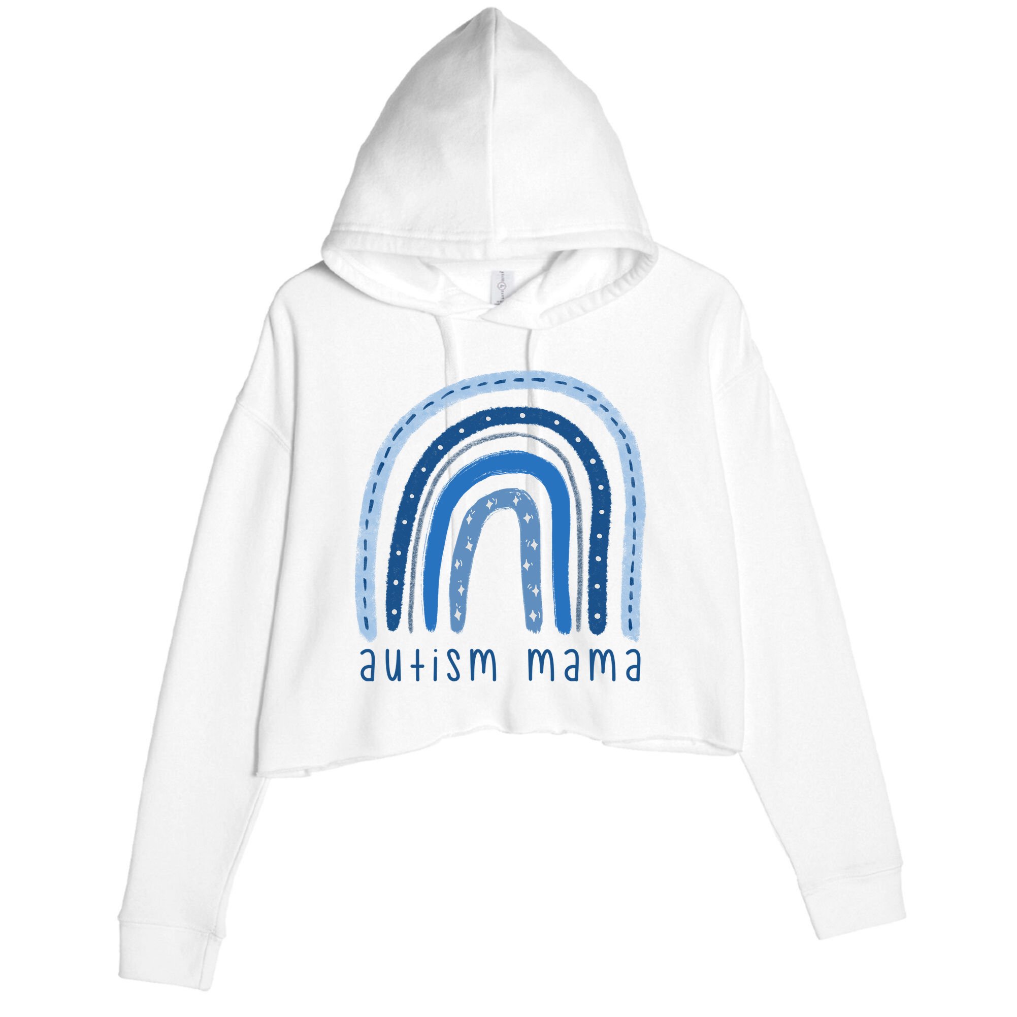 Autism Mama Rainbow Awareness Crop Fleece Hoodie