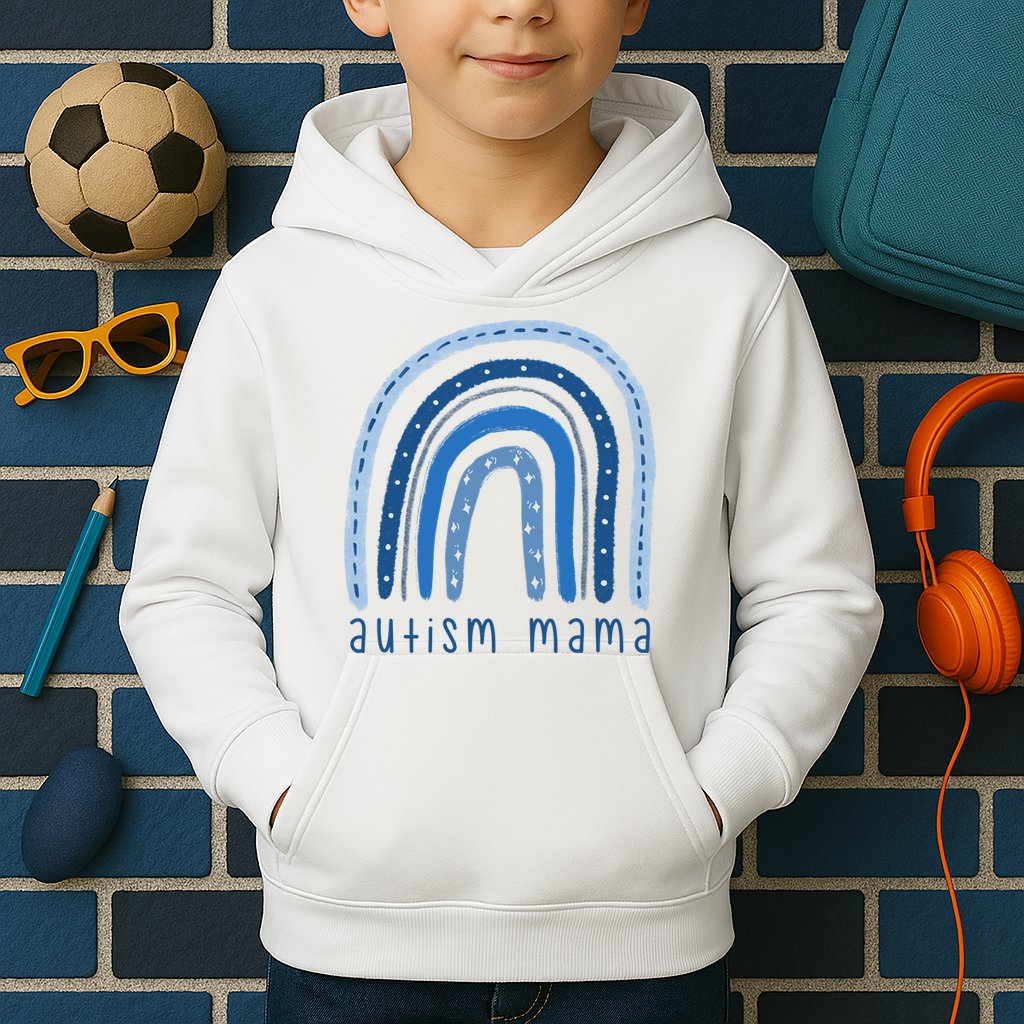 Autism Mama Rainbow Awareness Kids Hoodie