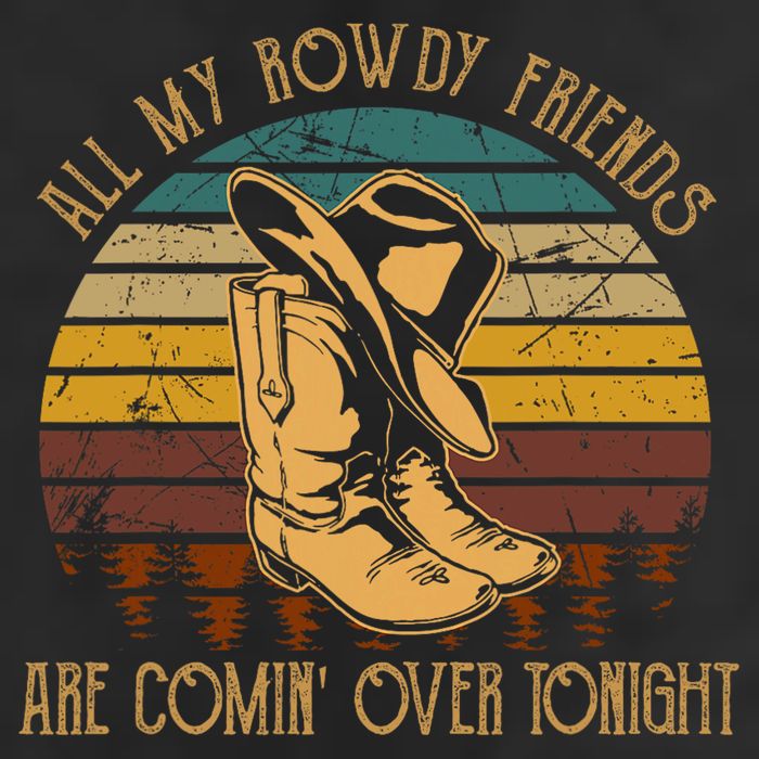 All My Rowdy Friends Are Comin' Over Tonight Retro Boots Hat Crop Fleece Hoodie
