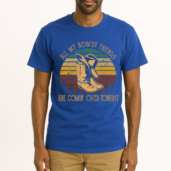 All My Rowdy Friends Are Comin' Over Tonight Retro Boots Hat Tall T-Shirt