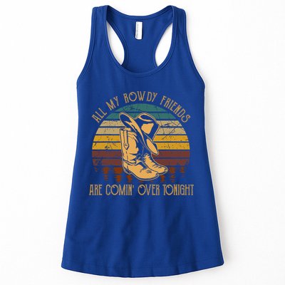 All My Rowdy Friends Are Comin' Over Tonight Retro Boots Hat Womens Tank Top