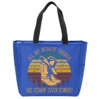 All My Rowdy Friends Are Comin' Over Tonight Retro Boots Hat Zip Tote Bag