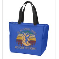 All My Rowdy Friends Are Comin' Over Tonight Retro Boots Hat Zip Tote Bag