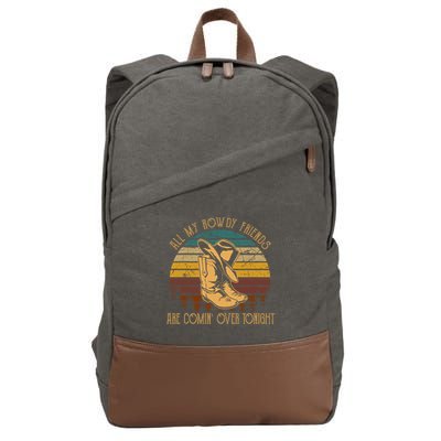 All My Rowdy Friends Are Comin' Over Tonight Retro Boots Hat Cotton Canvas Backpack