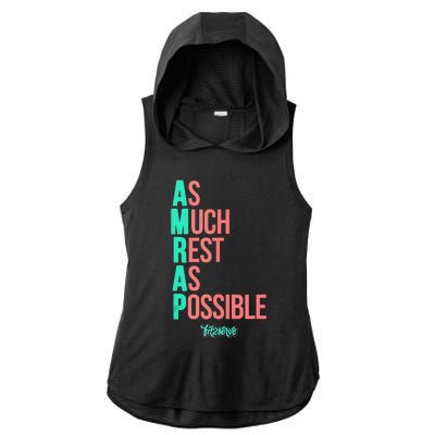 As Much Rest As Possible AMRAP Funny FIT2SERVE Ladies PosiCharge Tri-Blend Wicking Draft Hoodie Tank