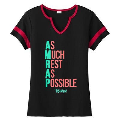 As Much Rest As Possible AMRAP Funny FIT2SERVE Ladies Halftime Notch Neck Tee