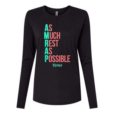 As Much Rest As Possible AMRAP Funny FIT2SERVE Womens Cotton Relaxed Long Sleeve T-Shirt