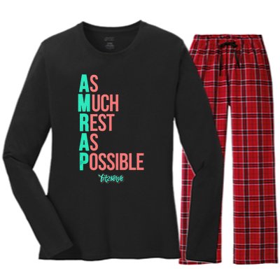 As Much Rest As Possible AMRAP Funny FIT2SERVE Women's Long Sleeve Flannel Pajama Set 