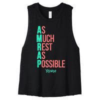 As Much Rest As Possible AMRAP Funny FIT2SERVE Women's Racerback Cropped Tank