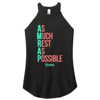 As Much Rest As Possible AMRAP Funny FIT2SERVE Women's Perfect Tri Rocker Tank