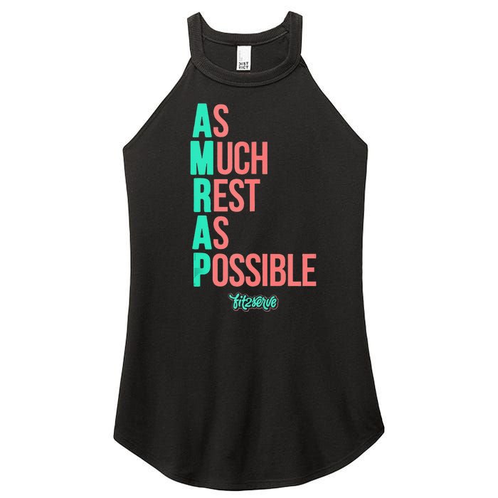 As Much Rest As Possible AMRAP Funny FIT2SERVE Women's Perfect Tri Rocker Tank