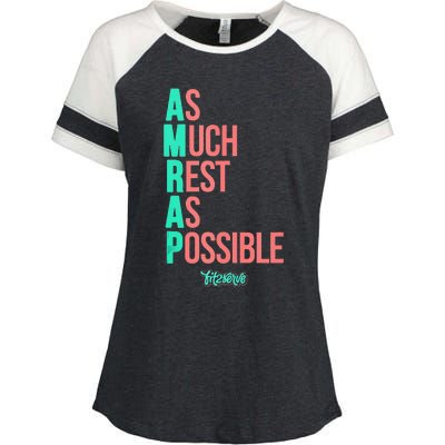 As Much Rest As Possible AMRAP Funny FIT2SERVE Enza Ladies Jersey Colorblock Tee