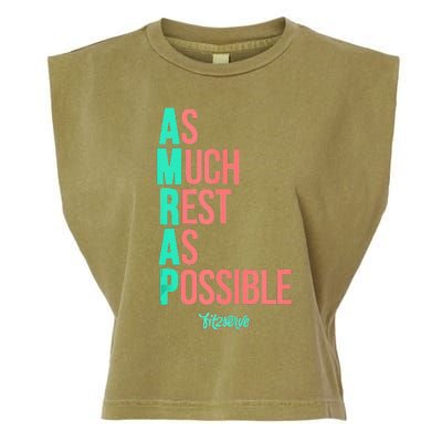 As Much Rest As Possible AMRAP Funny FIT2SERVE Garment-Dyed Women's Muscle Tee