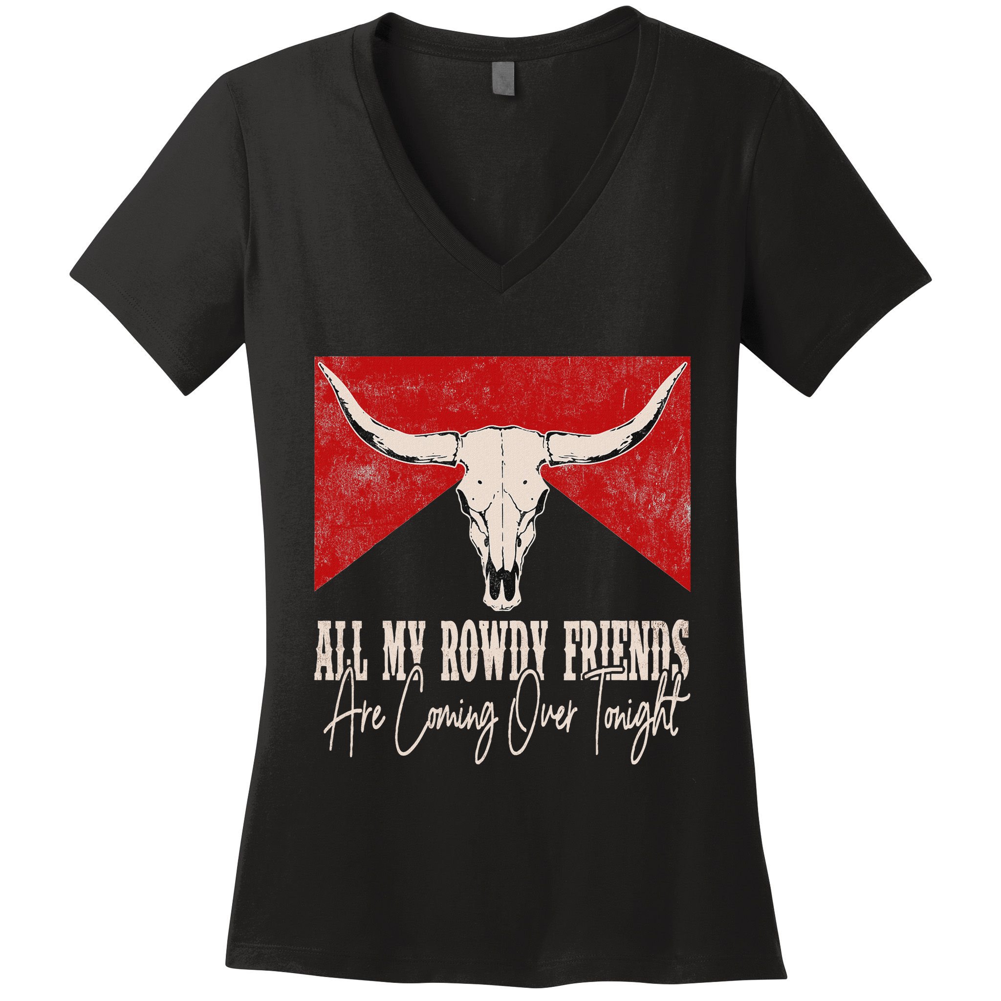 All My Rowdy Friends Are Coming Over Tonight West Mountains Women's V-Neck T-Shirt