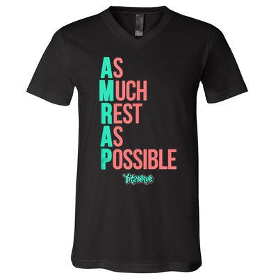 As Much Rest As Possible AMRAP Funny FIT2SERVE V-Neck T-Shirt