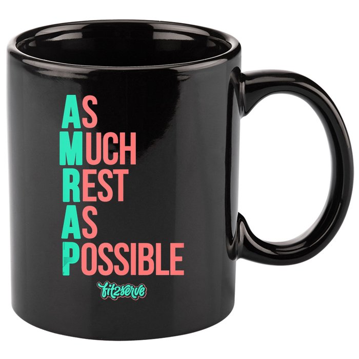 As Much Rest As Possible AMRAP Funny FIT2SERVE 11oz C Handle Ceramic Mug