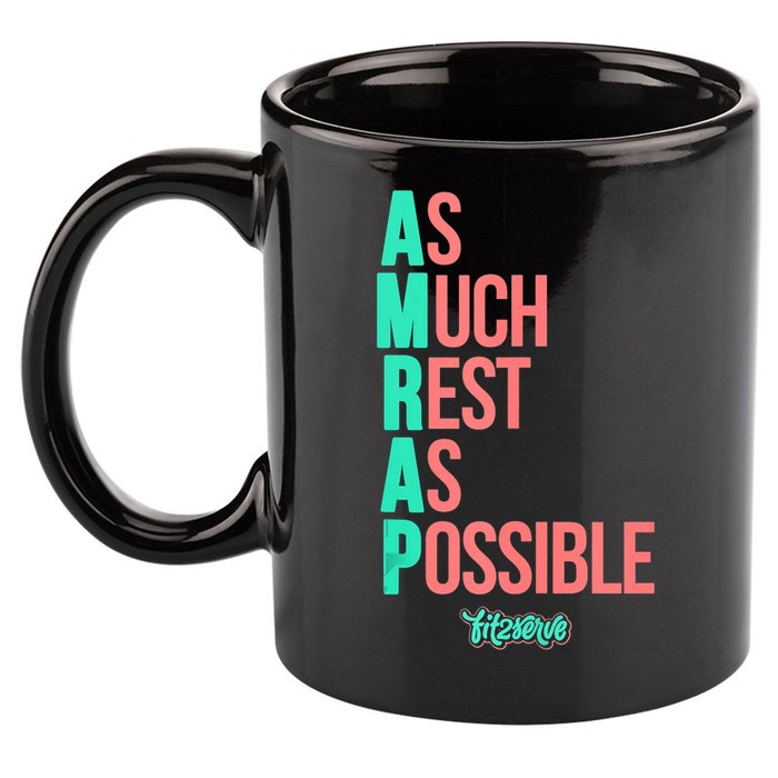 As Much Rest As Possible AMRAP Funny FIT2SERVE 11oz C Handle Ceramic Mug