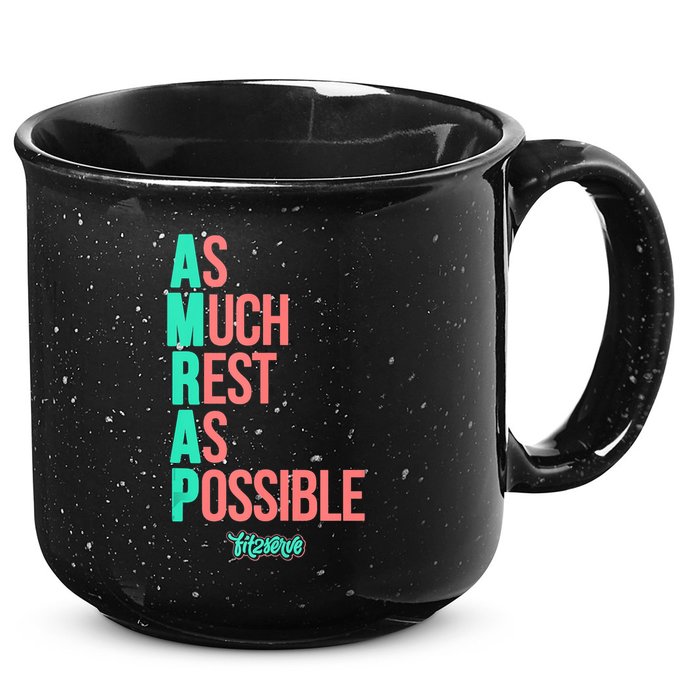 As Much Rest As Possible AMRAP Funny FIT2SERVE 15oz Campfire Ceramic Mug