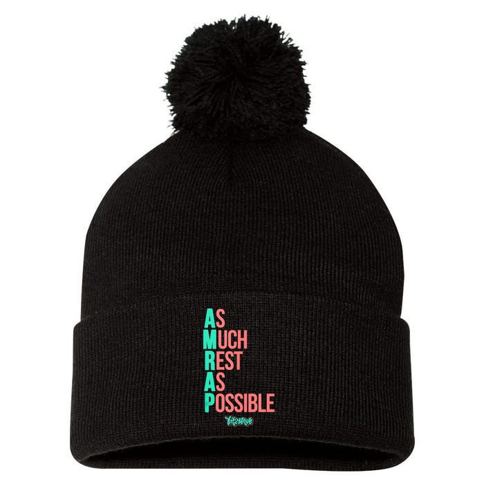 As Much Rest As Possible AMRAP Funny FIT2SERVE Pom Pom 12in Knit Beanie