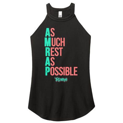 As Much Rest As Possible AMRAP Funny FIT2SERVE Women's Perfect Tri Rocker Tank
