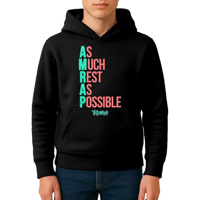 As Much Rest As Possible AMRAP Funny FIT2SERVE Kids Hoodie