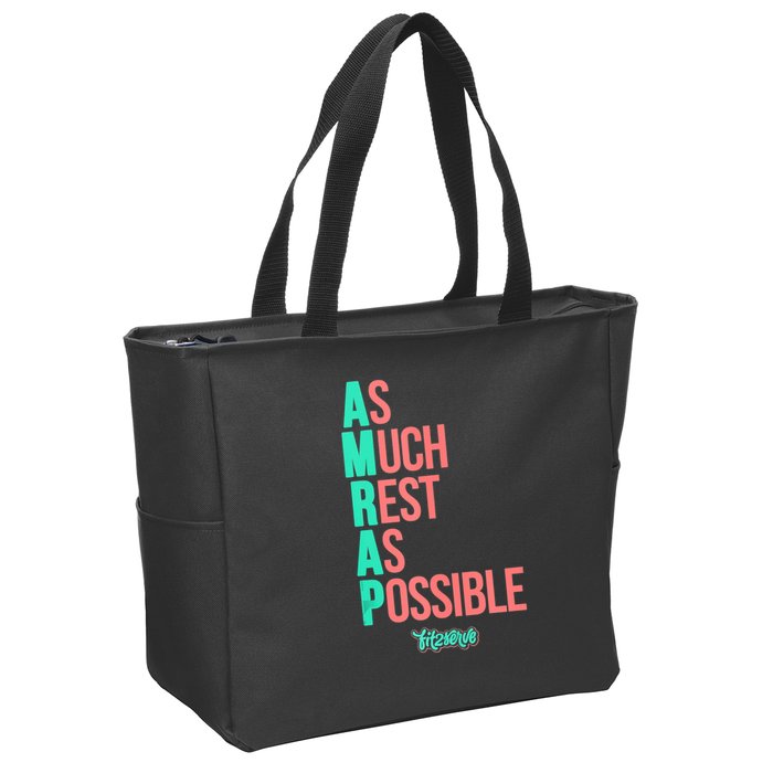 As Much Rest As Possible AMRAP Funny FIT2SERVE Zip Tote Bag