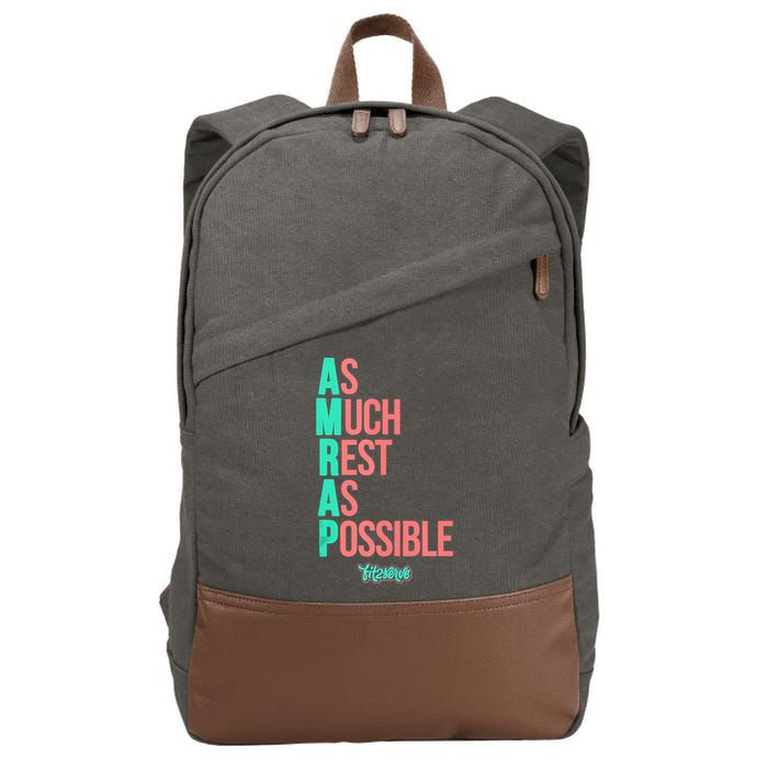 As Much Rest As Possible AMRAP Funny FIT2SERVE Cotton Canvas Backpack