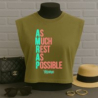 As Much Rest As Possible AMRAP Funny FIT2SERVE Garment-Dyed Women's Muscle Tee