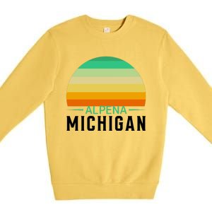 Alpena Michigan Retro Sunset Premium Crewneck Sweatshirt